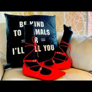 Red Free People lace up flats